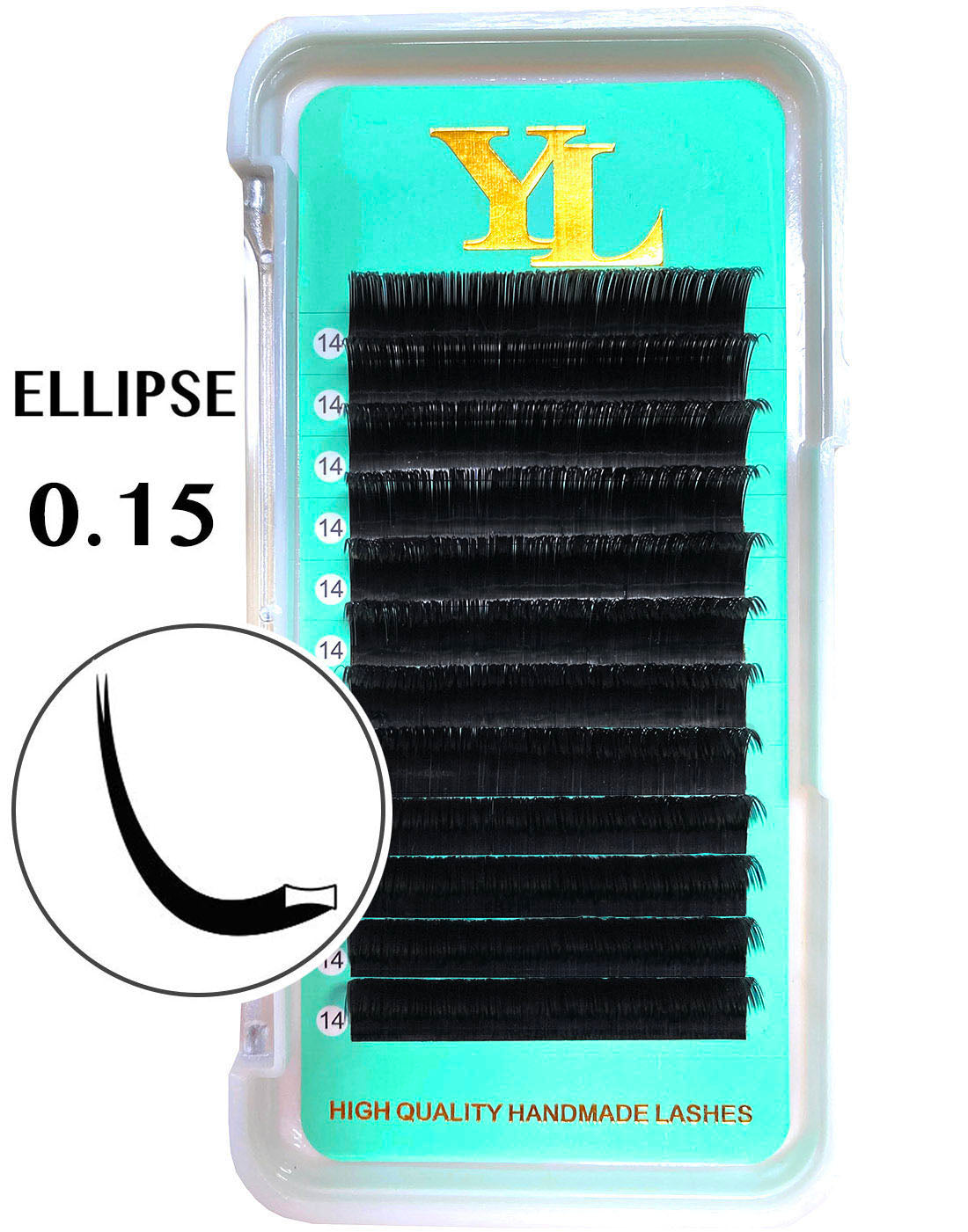 Flat lashes/ Ellipse eyelashes 【Regular Shine Dark Black】 0.15mm - 8 to 18mm Clearance Sale